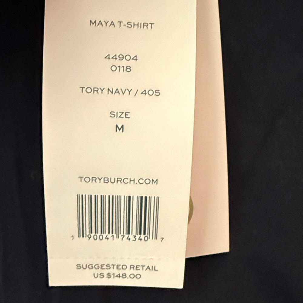 Tory Burch NWT Navy Short Sleeve Tee with Logo - Picture 7 of 7
